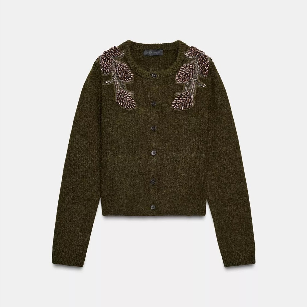 Price Firm - ZARA Wool + Alpaca Blend Beaded Cardigan